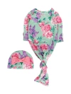 Rufflebutts Ruffle Knotted Sleep Gown & Hat Set In Multi