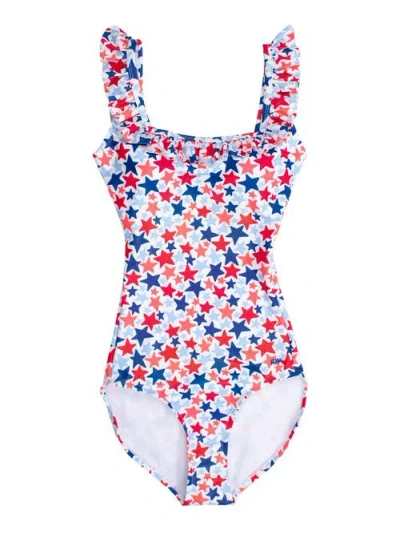 Rufflebutts Ruffle One Piece Swimsuit In Shimmer Stars & Stripes