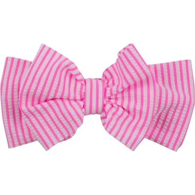 Rufflebutts Babies'  Seersucker Swim Bow Headband In Pink