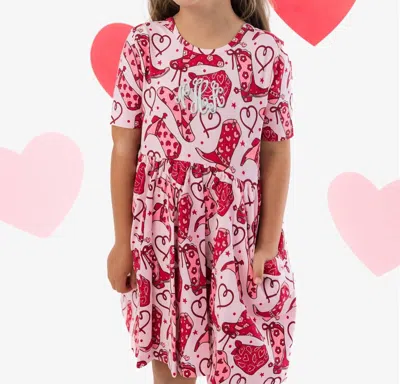 Rufflebutts Kids' Short Sleeve Knit Twirl Dress In Lasso Love In Multi
