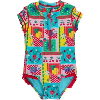 Rufflebutts Kids'  Short Sleeve Upf50 One Piece Rash Guard In Multi