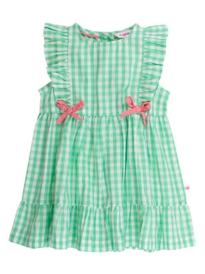 Rufflebutts Babies'  Sleeveless Pinafore Bow Dress In Green