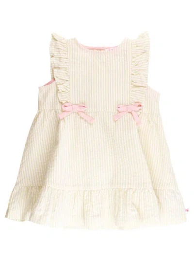 Rufflebutts Babies'  Sleeveless Pinafore Bow Dress In Neutral