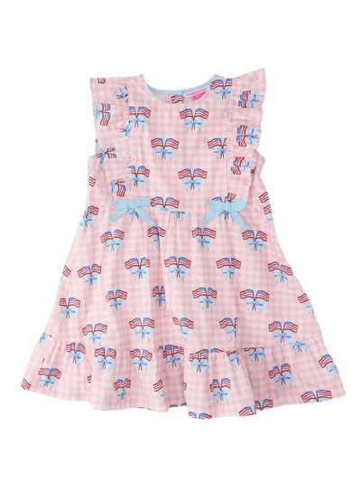 Rufflebutts Babies'  Sleeveless Pinafore Bow Dress In Pink
