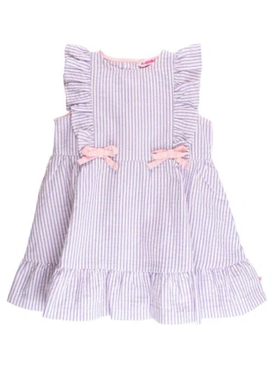 Rufflebutts Babies'  Sleeveless Pinafore Bow Dress In Purple