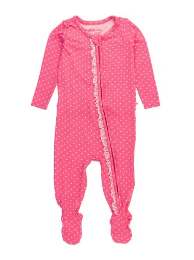 Rufflebutts Softsnooze Baby Girls Ruffle One Piece Footie Pajamas In Pink