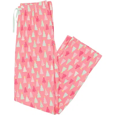 Rufflebutts Softsnooze Gender Inclusive Adult Pajama Pants In Merry Pink Pines