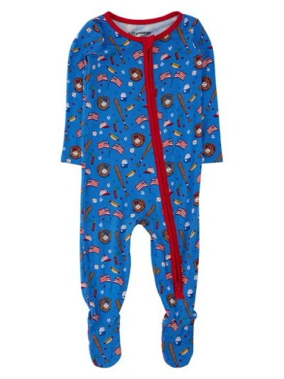 Rufflebutts Kids'  Softsnooze Gender Inclusive One Piece Footie Pajamas In Blue