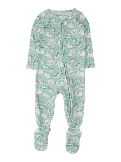 Rufflebutts Kids'  Softsnooze Gender Inclusive One Piece Footie Pajamas In Green