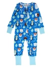 Rufflebutts Softsnooze Gender Incusive Holiday Convertible One Piece Pajamas In Blue