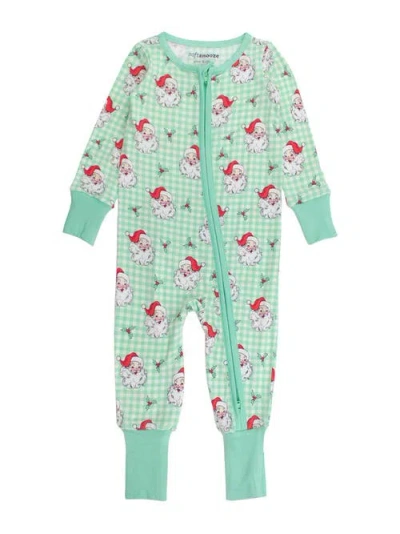 Rufflebutts Kids'  Softsnooze Gender Incusive Holiday Convertible One Piece Pajamas In Green