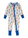 Rufflebutts Kids'  Softsnooze Gender Incusive Holiday Convertible One Piece Pajamas In Blue