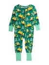 Rufflebutts Kids'  Softsnooze Gender Incusive Holiday Convertible One Piece Pajamas In Green