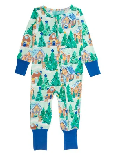 Rufflebutts Kids'  Softsnooze Gender Incusive Holiday Convertible One Piece Pajamas In Multi