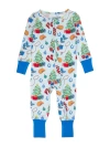 Rufflebutts Kids'  Softsnooze Gender Incusive Holiday Convertible One Piece Pajamas In Multi