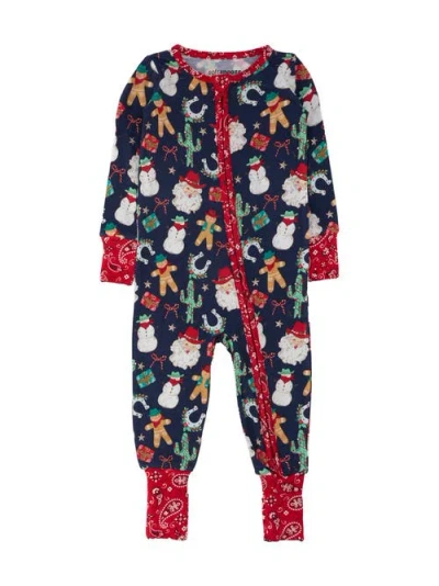 Rufflebutts Kids'  Softsnooze Gender Incusive Holiday Convertible One Piece Pajamas In Multi