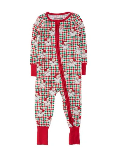 Rufflebutts Kids'  Softsnooze Gender Incusive Holiday Convertible One Piece Pajamas In Red
