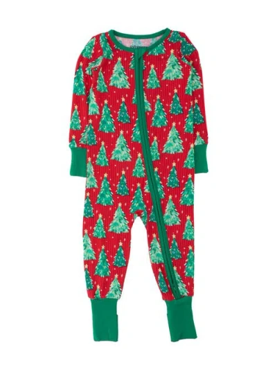 Rufflebutts Kids'  Softsnooze Gender Incusive Holiday Convertible One Piece Pajamas In Red