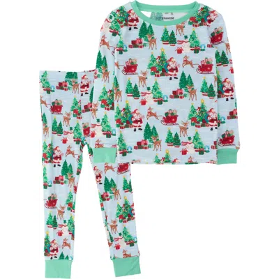 Rufflebutts Kids'  Softsnooze Gender Incusive Holiday Long Sleeve Pajama Set In Blue