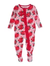 Rufflebutts Babies'  Softsnooze Girls Holiday Ruffle One Piece Footie Pajamas In Multi