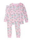 Rufflebutts Kids'  Softsnooze Girls Ruffle Long Sleeve Pajama Set In Red