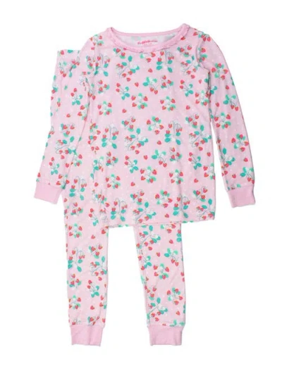 Rufflebutts Kids'  Softsnooze Girls Ruffle Long Sleeve Pajama Set In Red