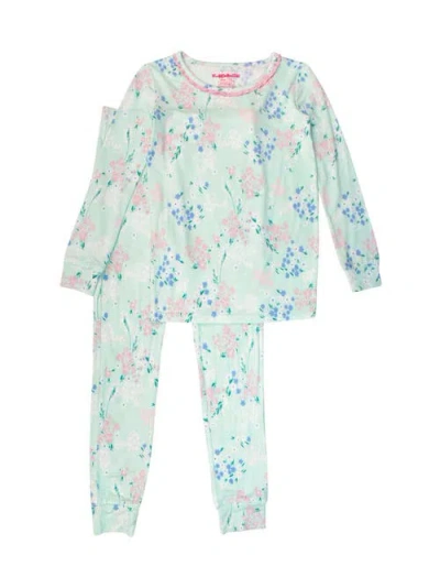 Rufflebutts Kids'  Softsnooze Girls Ruffle Long Sleeve Pajama Set