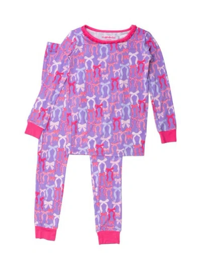 Rufflebutts Kids'  Softsnooze Girls Ruffle Long Sleeve Pajama Set In Pink
