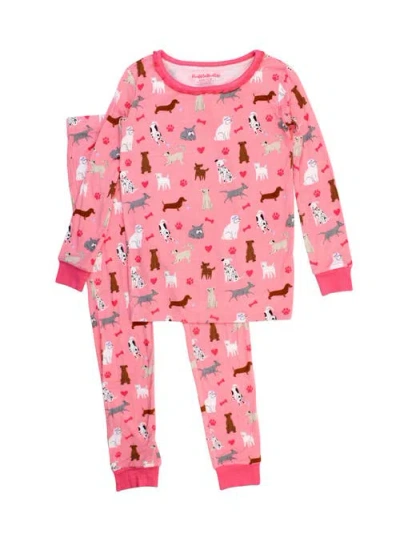 Rufflebutts Kids'  Softsnooze Girls Ruffle Long Sleeve Pajama Set