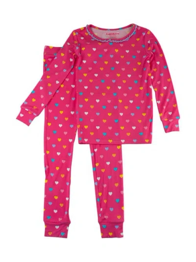 Rufflebutts Kids'  Softsnooze Girls Ruffle Long Sleeve Pajama Set