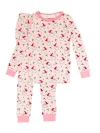Rufflebutts Kids'  Softsnooze Girls Ruffle Long Sleeve Pajama Set In Dear Santa
