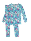 Rufflebutts Kids'  Softsnooze Girls Ruffle Long Sleeve Pajama Set In Fancy Me Floral