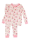 Rufflebutts Kids'  Softsnooze Girls Ruffle Long Sleeve Pajama Set In Pink