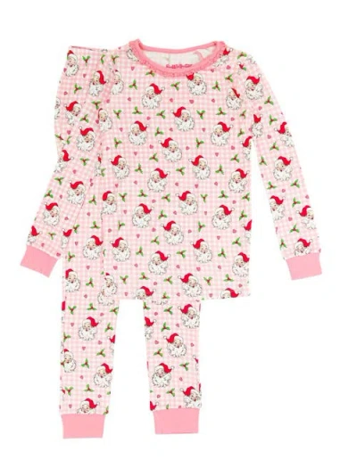 Rufflebutts Kids'  Softsnooze Girls Ruffle Long Sleeve Pajama Set In Pink