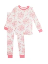 Rufflebutts Kids'  Softsnooze Girls Ruffle Long Sleeve Pajama Set In Pink Butterfly Garden Toile