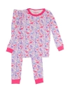 Rufflebutts Kids'  Softsnooze Girls Ruffle Long Sleeve Pajama Set In Sweetie-saurus