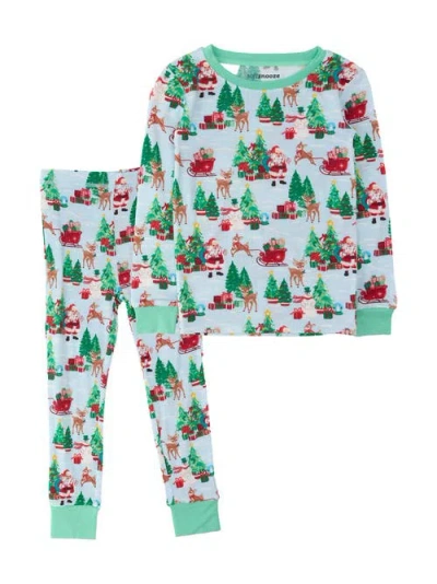 Rufflebutts Softsnooze Holiday Long Sleeve Pajama Set In Santa Wonderland