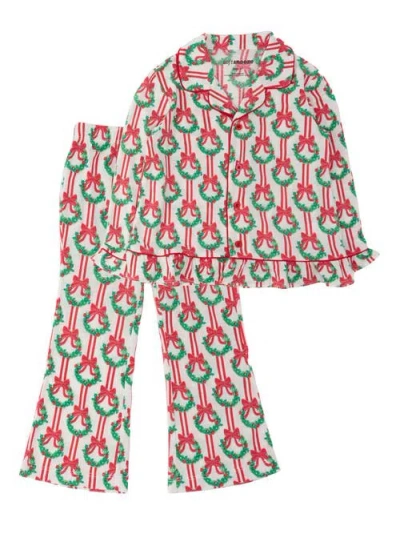 Rufflebutts Kids'  Softsnooze Holiday Ruffle Flare Pajama Set In Deck The Halls