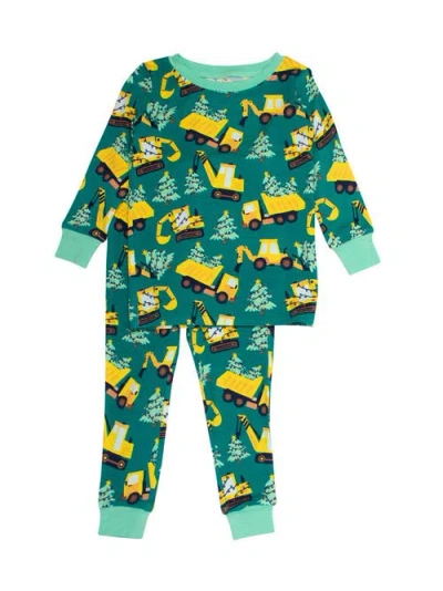Rufflebutts Kids'  Softsnooze Long Sleeve Pajama Set In Green