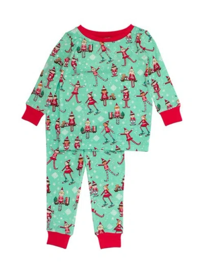 Rufflebutts Kids'  Softsnooze Long Sleeve Pajama Set In Green