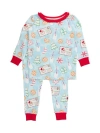 Rufflebutts Babies'  Softsnooze Ruffle Long Sleeve Pajama Set, Signature Rear Ruffles In Blue