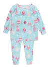 Rufflebutts Babies'  Softsnooze Ruffle Long Sleeve Pajama Set, Signature Rear Ruffles In Multi