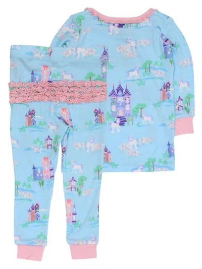 Rufflebutts Babies'  Softsnooze Ruffle Long Sleeve Pajama Set, Signature Rear Ruffles In Blue