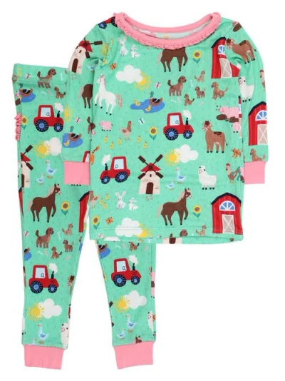 RUFFLEBUTTS RUFFLEBUTTS SOFTSNOOZE RUFFLE LONG SLEEVE PAJAMA SET, SIGNATURE REAR RUFFLES