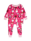 Rufflebutts Babies'  Softsnooze Ruffle Long Sleeve Pajama Set, Signature Rear Ruffles In Pink