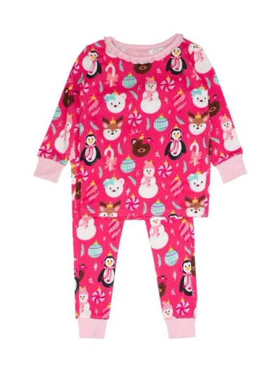 Rufflebutts Babies'  Softsnooze Ruffle Long Sleeve Pajama Set, Signature Rear Ruffles In Pink
