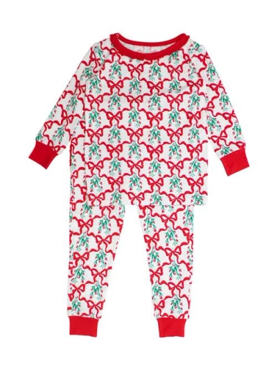 Rufflebutts Babies'  Softsnooze Ruffle Long Sleeve Pajama Set, Signature Rear Ruffles In Red