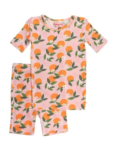 Rufflebutts Kids'  Softsnooze Ruffle Short Sleeve Pajama Set In Multi