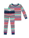 Rufflebutts Babies'  Softsnooze Toddler Girls Ruffle Long Sleeve Pajama Set In Fair Isle Friends