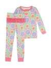 Rufflebutts Babies'  Softsnooze Toddler Girls Ruffle Long Sleeve Pajama Set In Kaleidoscope Hearts